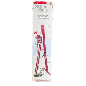 Vintage 2006 Mr. Christmas Stepping Santa Ladder Lights 15 Carols Tested Works